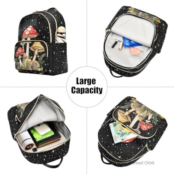 Small Quilted Backpack Purse Daypack Travel Bag Water Resistant Polyester